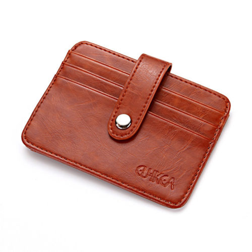 WALLET Mens Minimalist Wallet With Strap - Brown